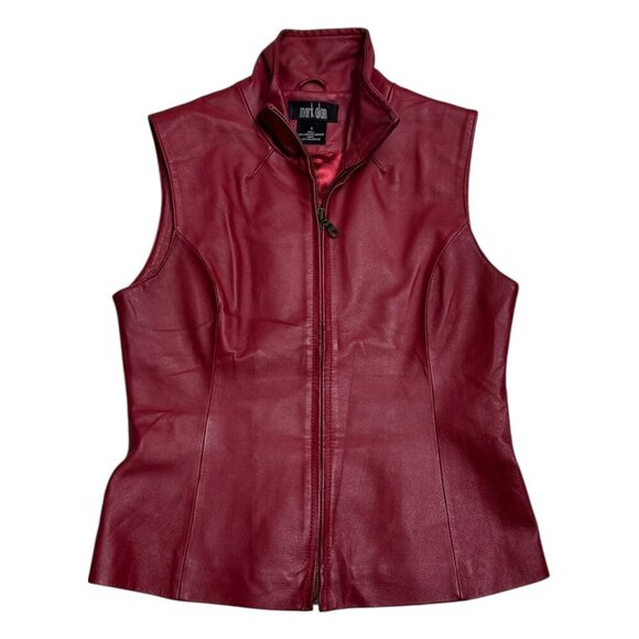 VINTAGE MARK ALAN Genuine Red Leather Luxury Designer Retro Vest Womens Small - Picture 1 of 6